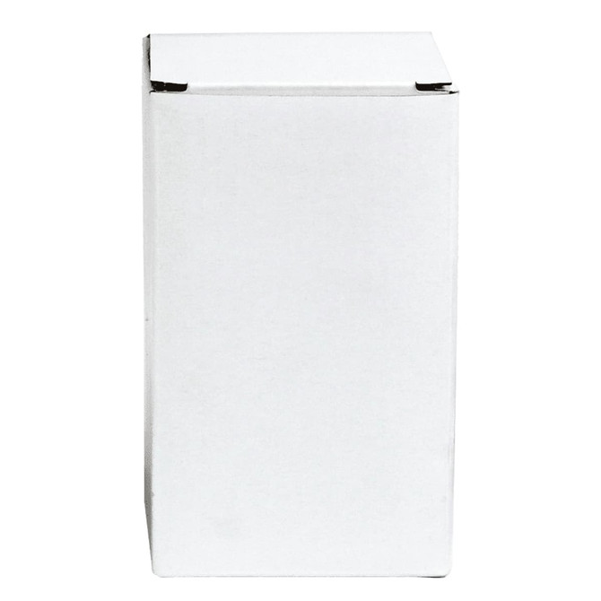 A plain white box with a rectangular shape, featuring a top flap closure. No logos or branding visible.