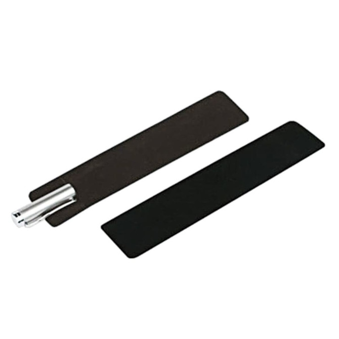 A black Gemini pen pouch featuring a silver metal pen, with a sleek, minimalist design.