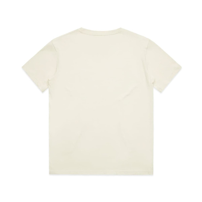 A plain off-white youth t-shirt with short sleeves and a simple design, featuring a logo on the label.
