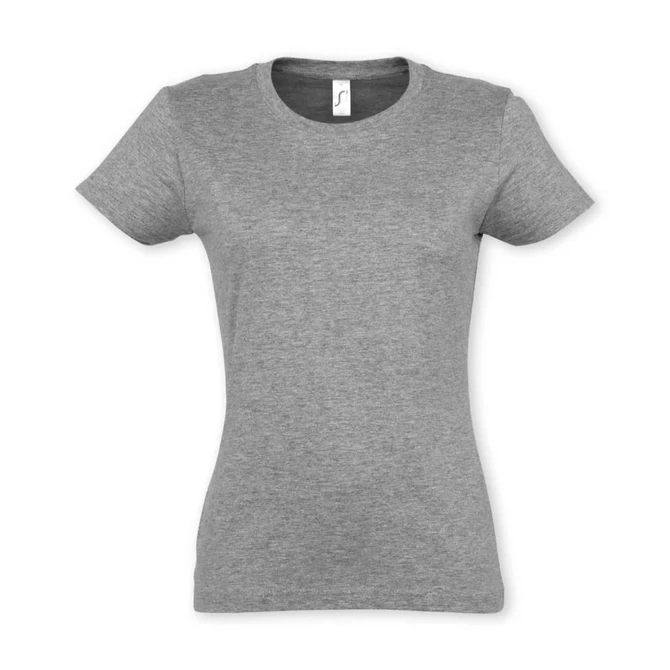 A grey women's t-shirt from SOLS Imperial with a classic fit and short sleeves.