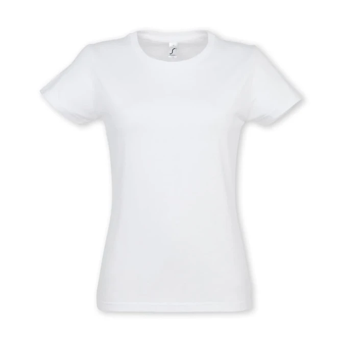 A white women's t-shirt from SOLS, featuring a classic crew neck design and short sleeves.