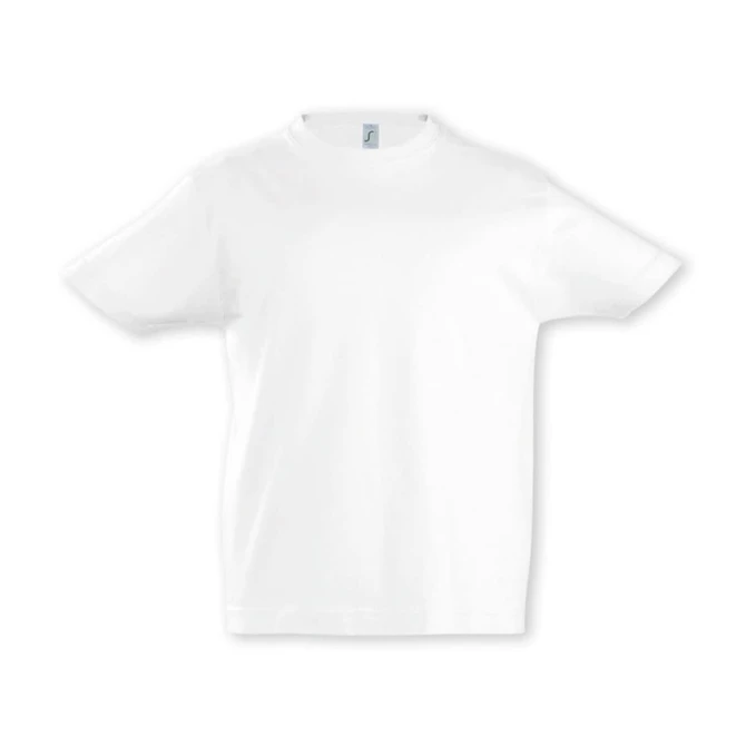 A white SOLS Imperial Kids T-Shirt featuring a classic crew neck design and short sleeves.