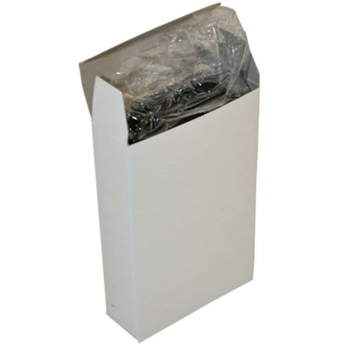 A white manicure set box with a transparent plastic cover partially opened, revealing contents inside.