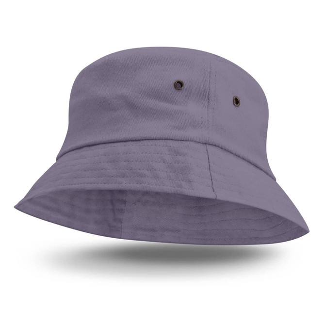 A Bondi Bucket Hat in a soft purple hue featuring a classic wide brim and ventilation eyelets.
