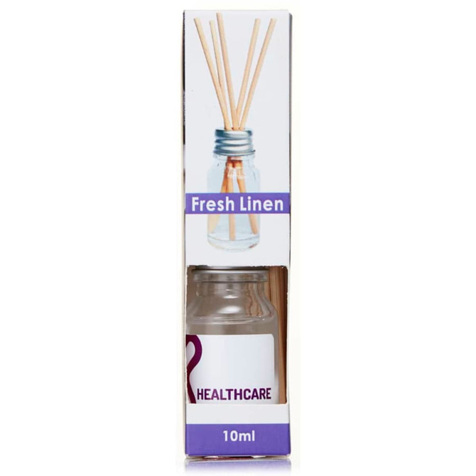 A 10ml glass reed diffuser with a transparent container and wooden sticks, presented in a boxed packaging.