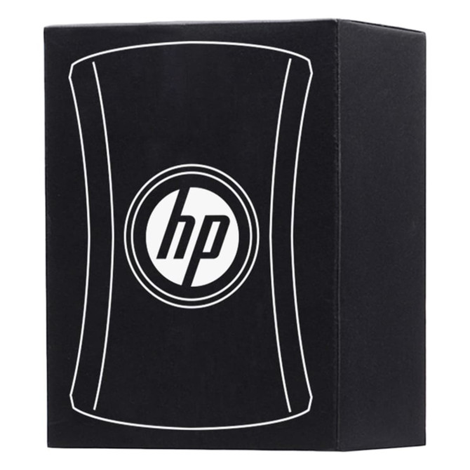 A black cable manager in a boxed design, featuring a logo on the front.