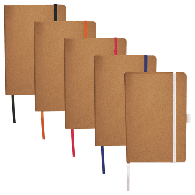 A series of Colour Bound JournalBooks in various colours with elastic closures and matching bookmarks.