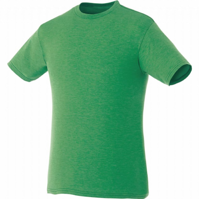 A green short sleeve tee for men, featuring a classic round neckline and a simple design. It includes a logo.