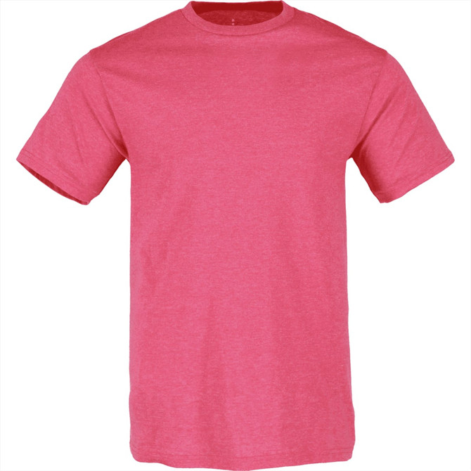 A short sleeve men's t-shirt in a vibrant pink colour, featuring a simple design and a logo.