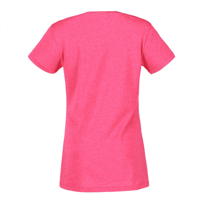 A women's short sleeve tee in a vibrant pink colour, featuring a classic cut and one logo displayed.