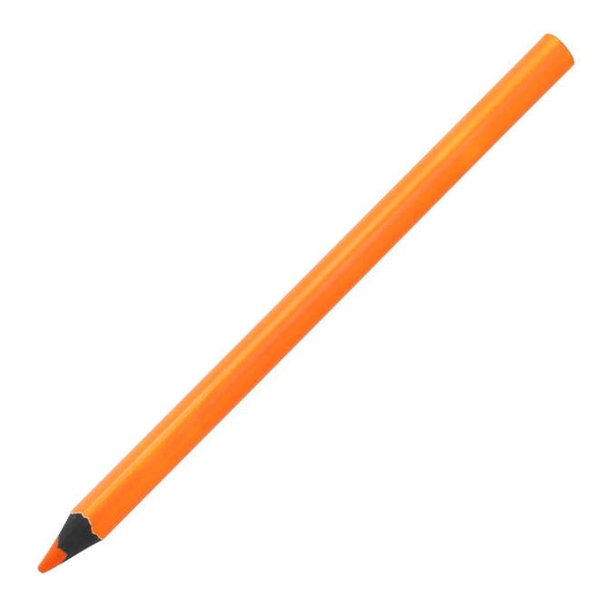 An orange highlighter with a tapered end, featuring a black tip. The product includes a logo.