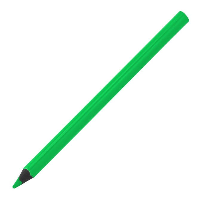 A green highlighter shaped like a pencil, with a sharp tip for precise marking. It has a smooth, glossy finish.
