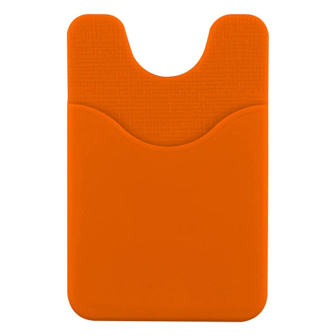 An orange Smart Wallet with a textured surface and a slot for a phone or cards.