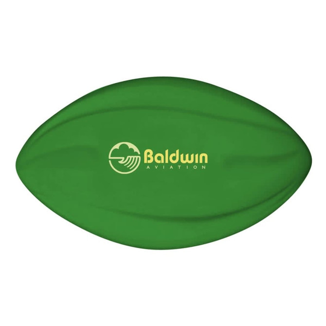 A green 135mm Spyro Football with a logo on its surface.