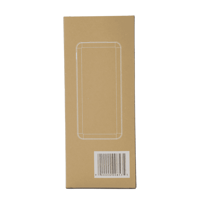 A plain brown box with a barcode on the bottom and a simple outline of a power bank on the front.