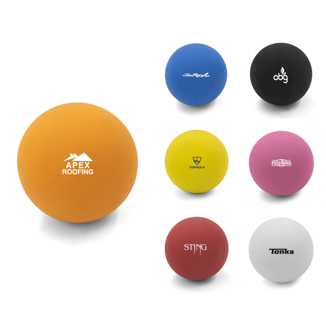 A selection of high bounce balls in various colours, including orange, blue, black, yellow, pink, red, and white.