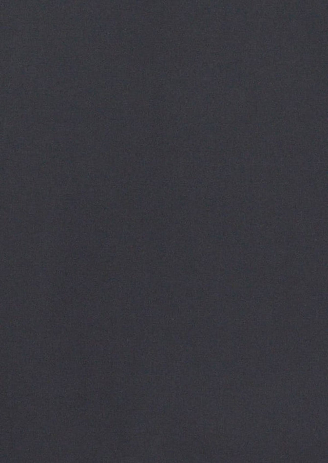 A black short sleeve button-up shirt featuring a logo. The fabric appears smooth and lightweight.