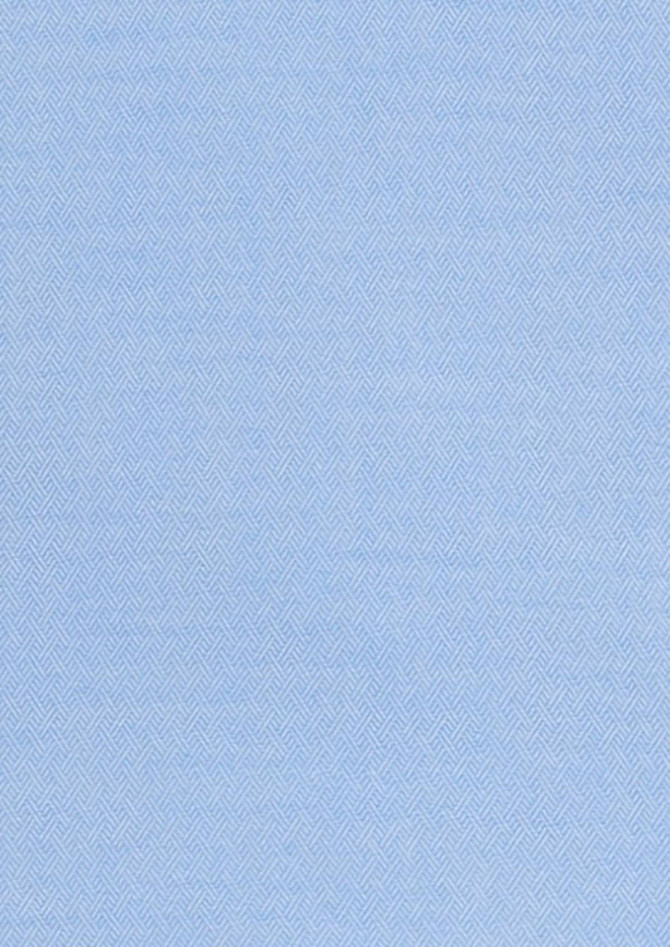 A textured light blue fabric featuring a subtle herringbone pattern, suitable for a button-up shirt.