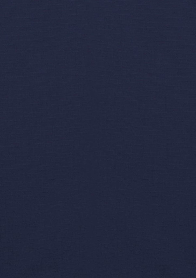 A dark navy long sleeve button-up shirt with a logo.