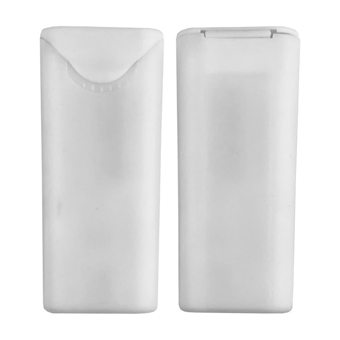 A white, plastic bandage case with a simple design, featuring a slight indentation and a lid.