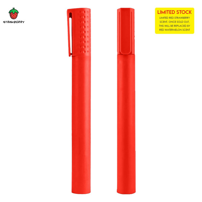 A Jumbo Highlighter Pen in bright red with a textured grip and a clip, featuring a logo on the body.