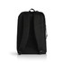 A black recycled rucksack featuring padded straps and a textured back for comfort, with an identifiable logo.