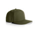 A green cap with a structured design and a curved visor, featuring a logo.