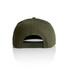 A green cap featuring a flat brim and an adjustable strap at the back. The cap has a logo on it.