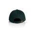 A dark green cap featuring a rear strap and a logo, designed for casual headwear.