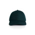 A dark green cap featuring a curved brim and a fitted design, with stitching details and a branding logo.