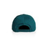 A teal cap with a flat brim and adjustable snapback closure, featuring a branding logo on the back.
