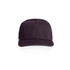 A black cap featuring a structured design and a curved brim, with a logo on the front.