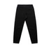 Black youth track pants with a fitted design and a single back pocket. Features an elastic waist.
