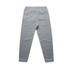 Grey track pants with a fitted design, featuring a single back pocket and an elastic waistband.