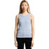 A light blue organic rib tank top with a fitted design and no sleeves. The model stands against a white background.