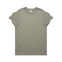 A light olive green t-shirt with a crew neckline and no visible graphics, featuring a logo.