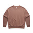 A brown jumper featuring a round neckline and long sleeves, with a logo on the front.
