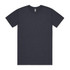 A dark grey T-shirt with a basic crew neckline and short sleeves, featuring a branding logo.