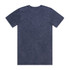 A dark blue stone wash t-shirt featuring a classic crew neckline and short sleeves. It has a branding logo.