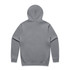 A grey zip-up hoodie with a hood, featuring a simple design and no visible branding.