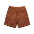 Brown linen shorts with an elastic waistband and two back pockets. Features a simple design without visible logos.