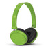 A pair of green Pulsar Headphones with a black padded headband and ear cushions.