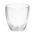 A double wall glass featuring a clear, sleek design, showcasing its transparent, elegant appearance.