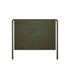 A green half apron with a large back pocket and long ties. The apron features a simple, solid design.