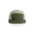 A two-tone nylon cap featuring a light khaki front and an olive green brim, with a logo on the side.