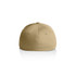 A beige cap with a rounded, flat back and ventilation holes. It features a logo on the side.