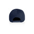 A navy soft cap with a snapback closure, featuring a logo on the back.