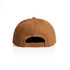 A brown canvas cap with a snapback closure and a logo on the back.