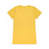 A yellow women's t-shirt with a round neck and short sleeves, featuring no visible branding on the back.