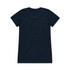 A navy blue T-shirt with a classic crew neck and short sleeves. The back is plain with no visible branding.